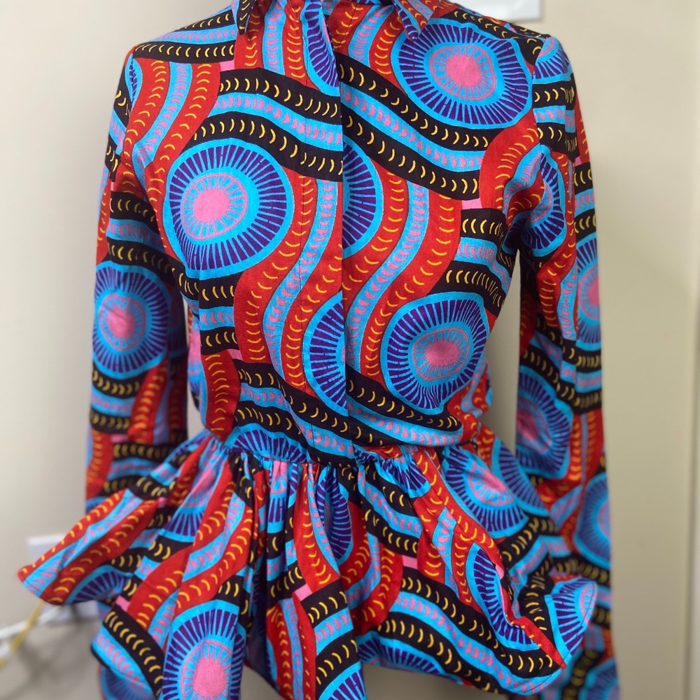 African print peplum shirt